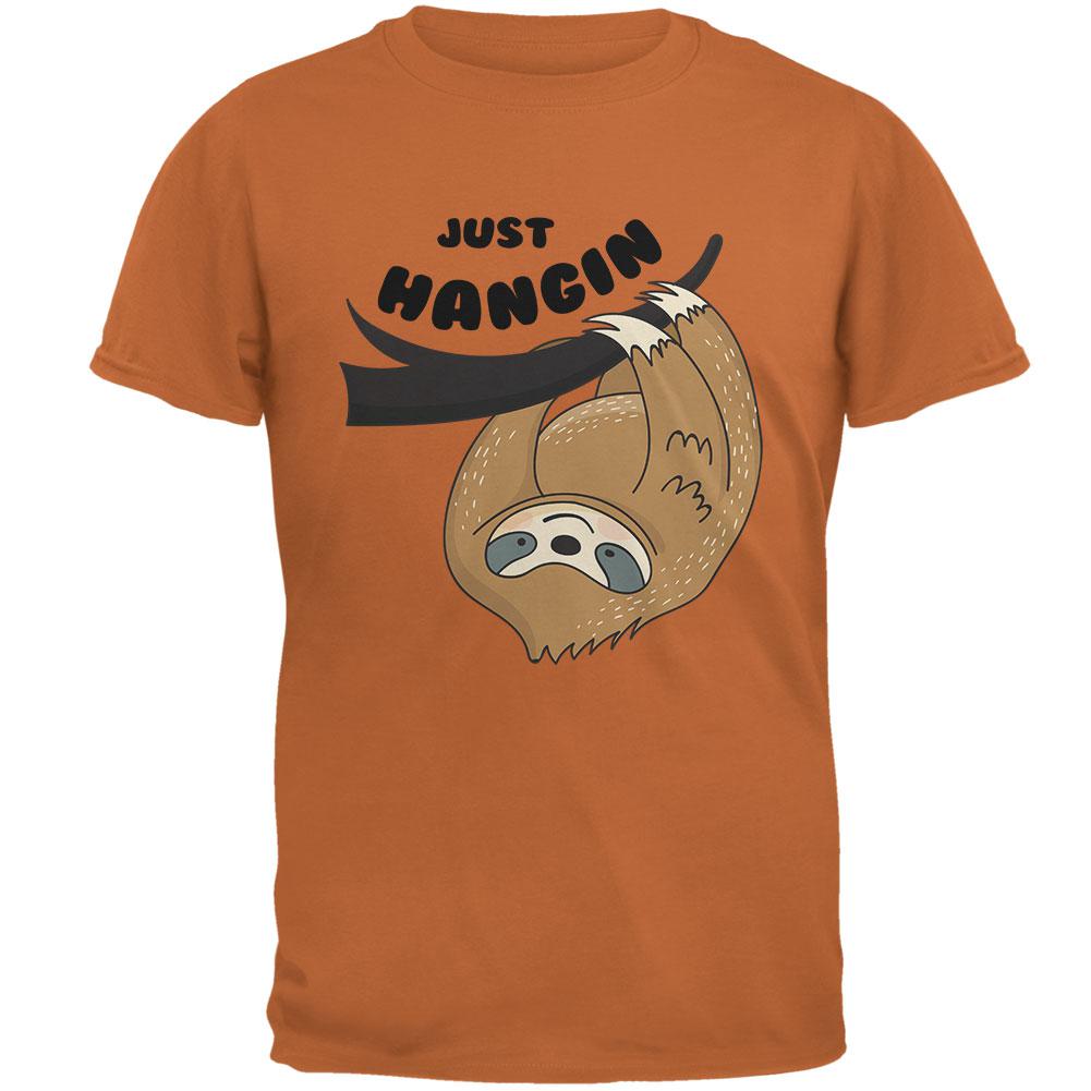 Sloth Just Hangin' Pun Mens T Shirt Men's T-Shirts Old Glory 2XL Texas Orange