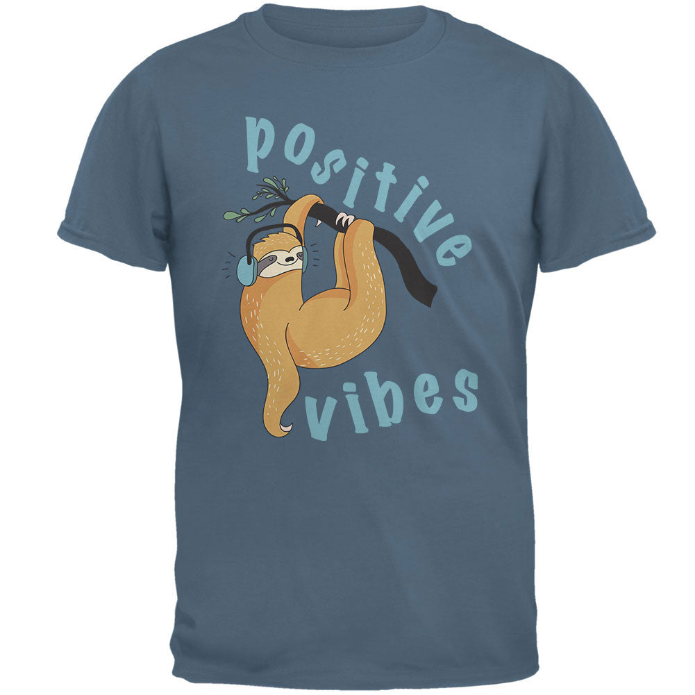 Sloth Positive Good Vibes Mens T Shirt Men's T-Shirts Old Glory 2XL Indigo Blue