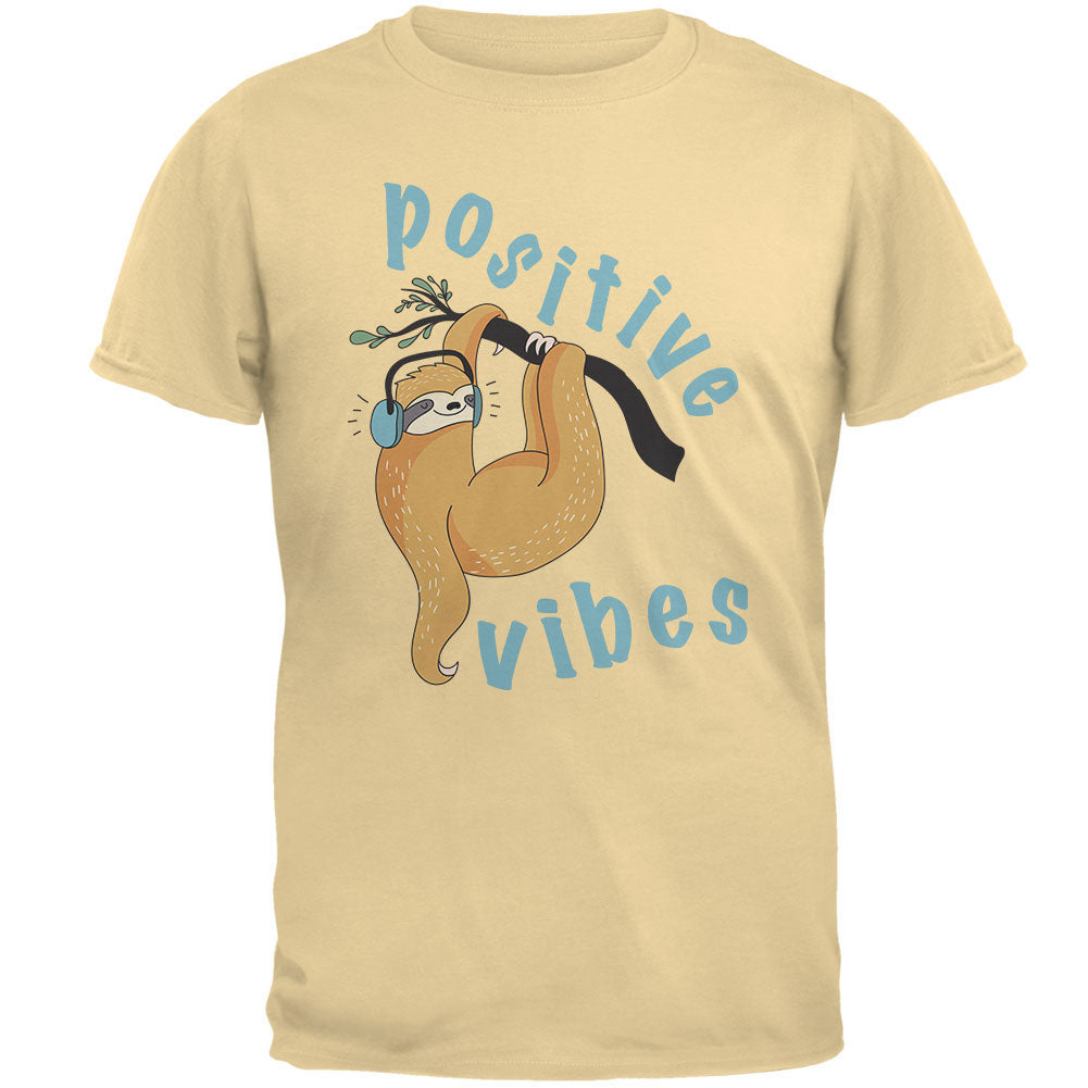 Sloth Positive Good Vibes Mens T Shirt Men's T-Shirts Old Glory 2XL Yellow Haze