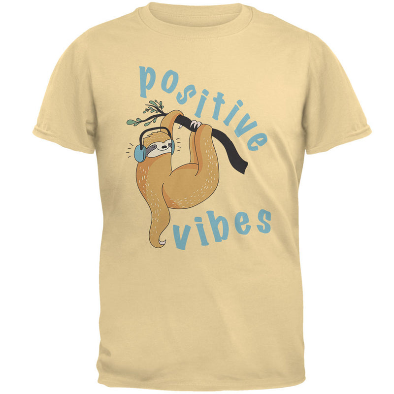 Sloth Positive Good Vibes Mens T Shirt Men's T-Shirts Old Glory 2XL Yellow Haze