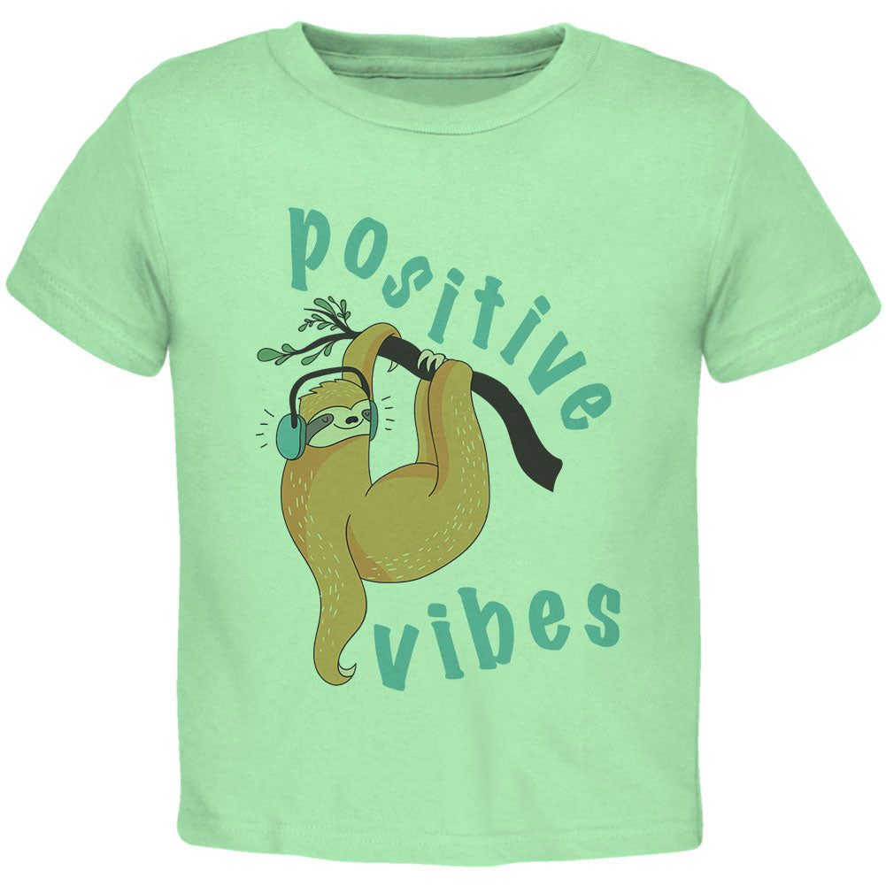 Sloth Positive Good Vibes Toddler T Shirt Toddler T-Shirts Old Glory 2T Mint