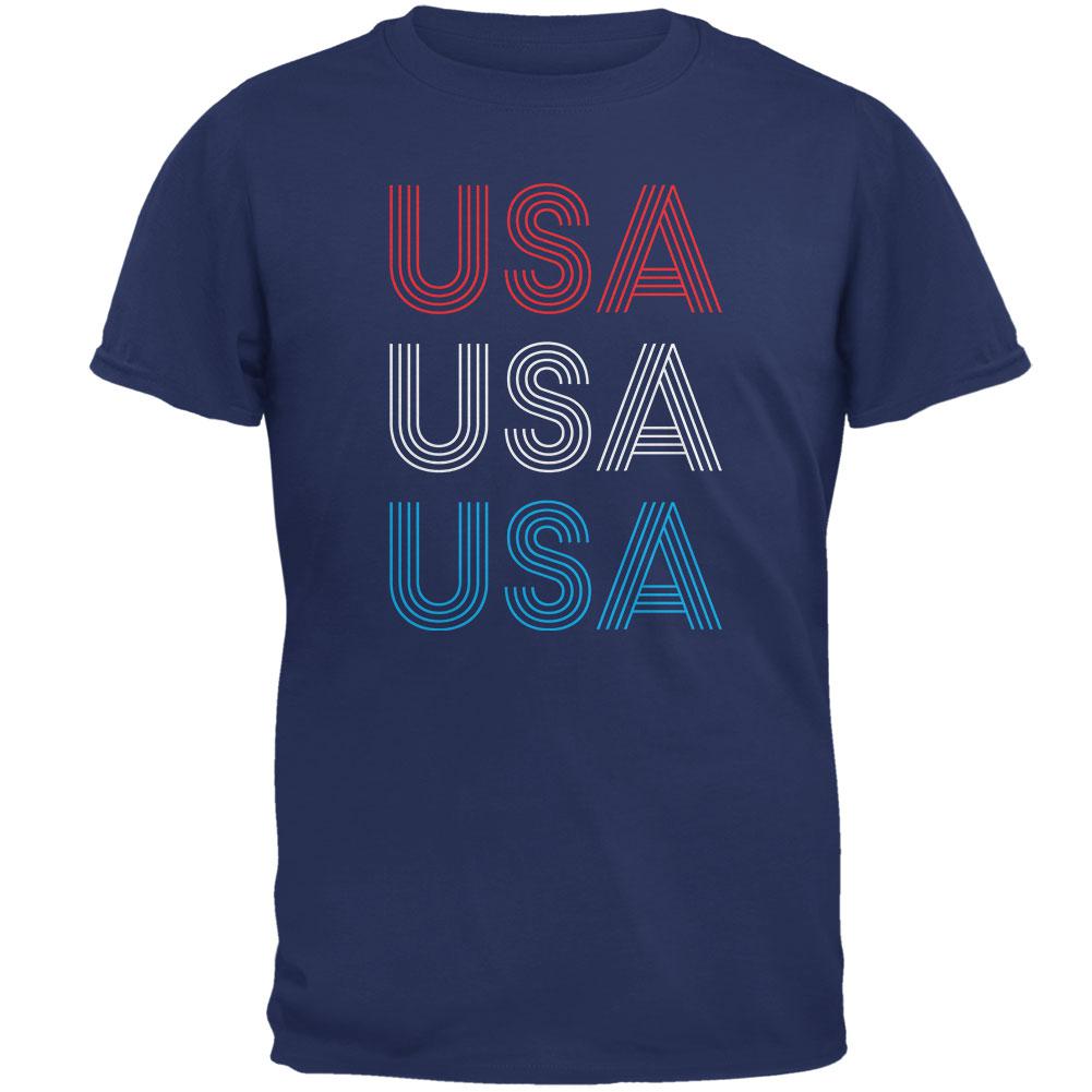 4th of July Vintage 70's Paralines USA Mens T Shirt Men's T-Shirts Old Glory 2XL Metro Blue