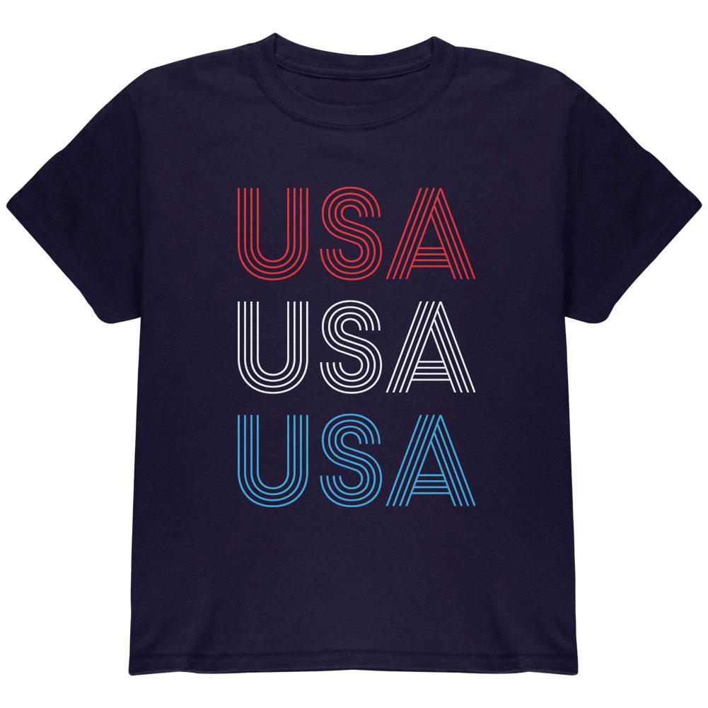 4th of July Vintage 70's Paralines USA Youth T Shirt Youth T-Shirts Old Glory LG Navy