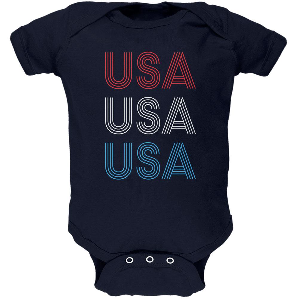 4th of July Vintage 70's Paralines USA Soft Baby One Piece Baby One Piece Old Glory 0-3M Navy
