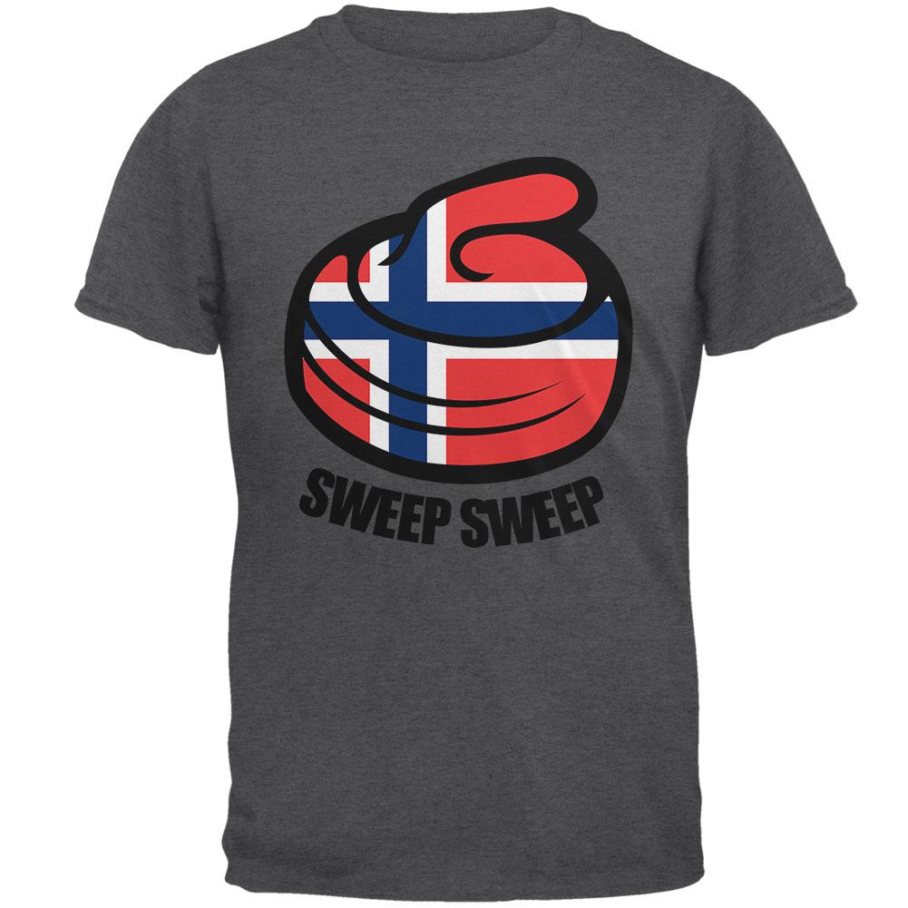 Winter Sports Flag Curling Sweep Sweep Norway Mens T Shirt Men's T-Shirts Old Glory 2XL Dark Heather