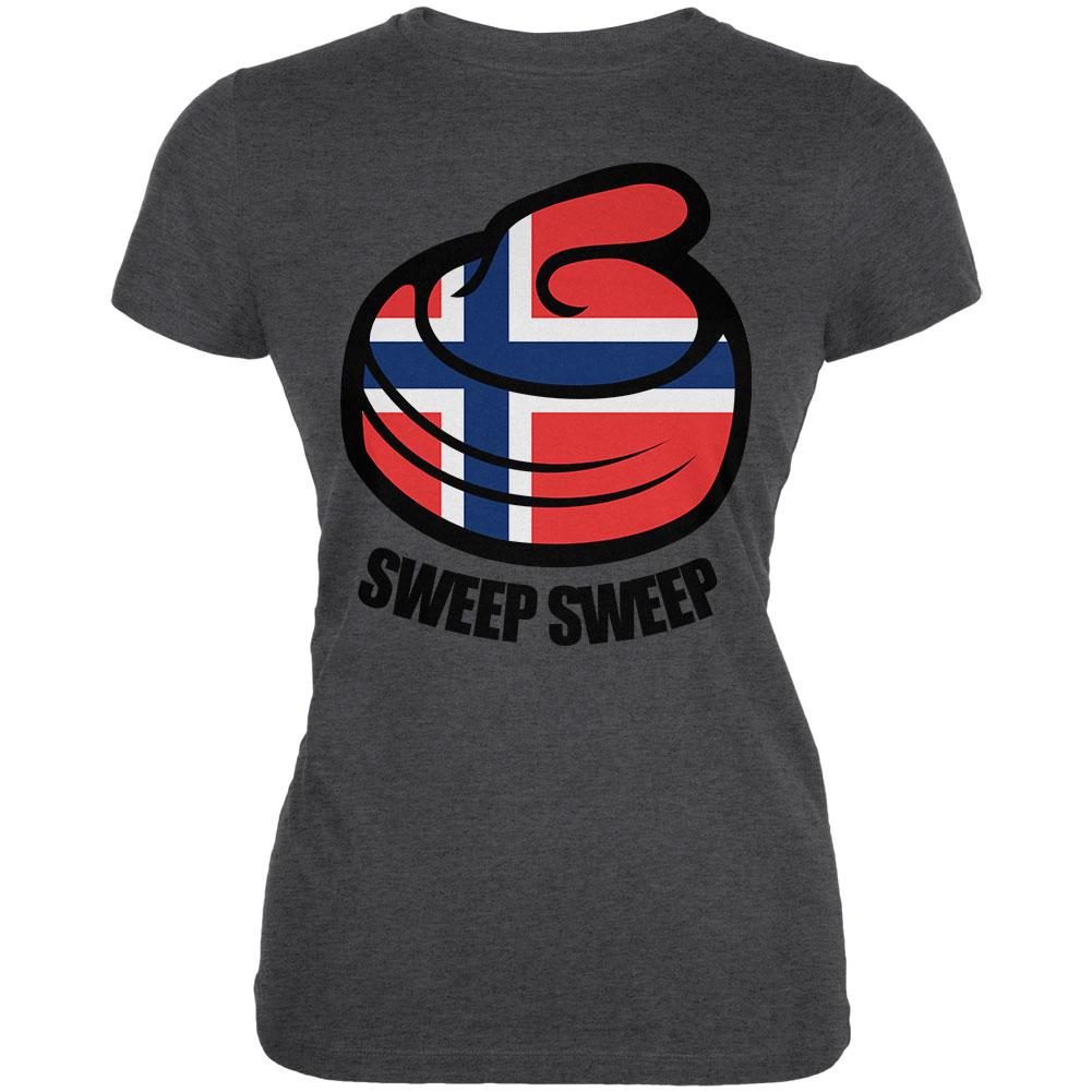 Winter Sports Flag Curling Sweep Sweep Norway Juniors Soft T Shirt Juniors T-Shirts Old Glory 2XL Deep Heather
