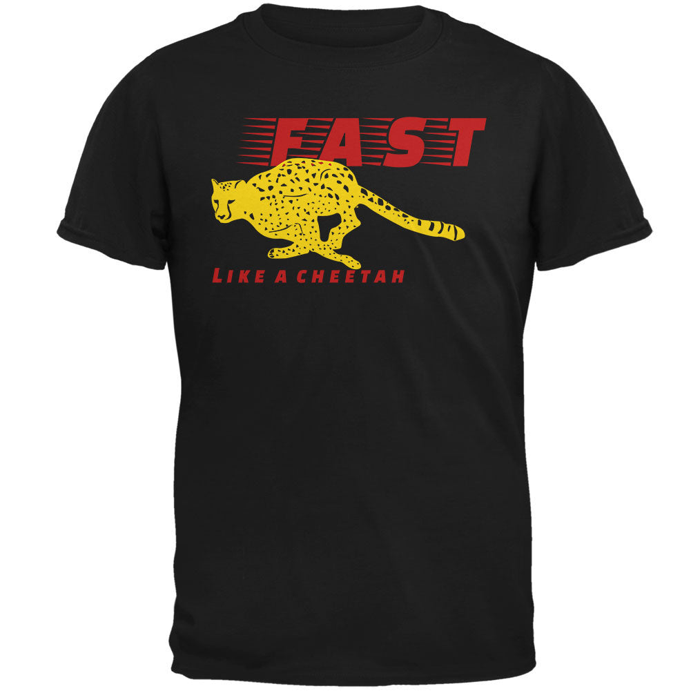 Fast Like A Cheetah Mens Soft T Shirt Men's T-Shirts Old Glory 2XL Black