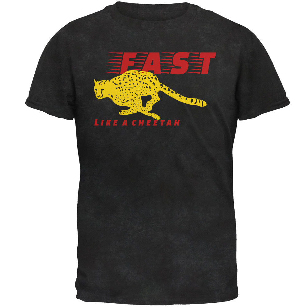 Fast Like A Cheetah Mens Soft T Shirt Men's T-Shirts Old Glory SM Charcoal Black