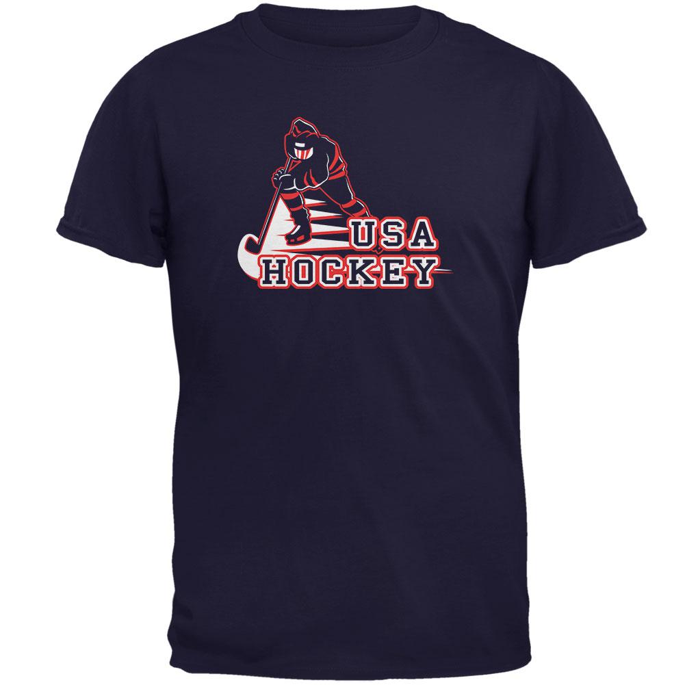 Fast Hockey Player Country USA Mens T Shirt Men's T-Shirts Old Glory 2XL Navy