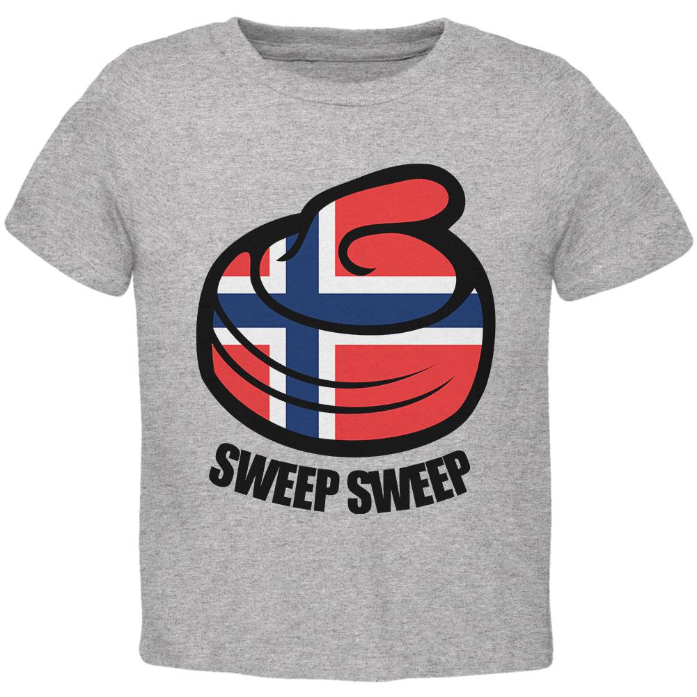 Winter Sports Flag Curling Sweep Sweep Norway Toddler T Shirt Toddler T-Shirts Old Glory 2T Heather