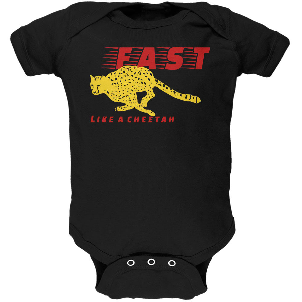 Fast Like A Cheetah Soft Baby One Piece Baby One Piece Old Glory 0-3M Black