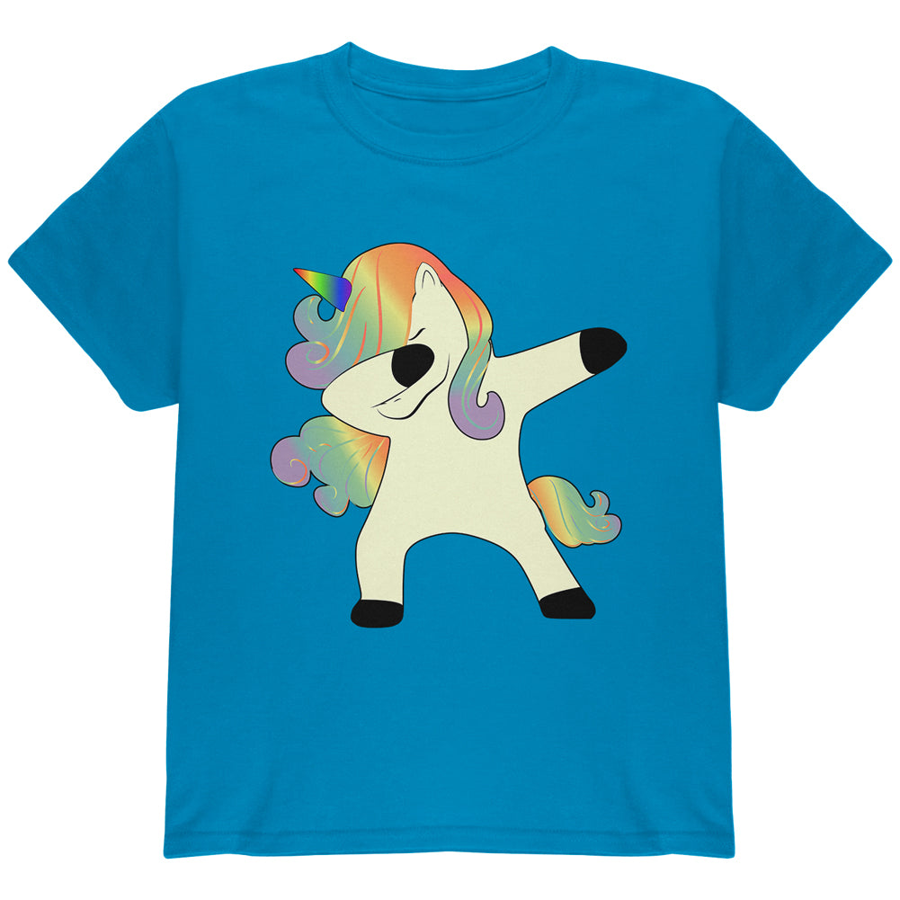 Dabbing Unicorn Youth T Shirt Youth T-Shirts Old Glory YLG Blue