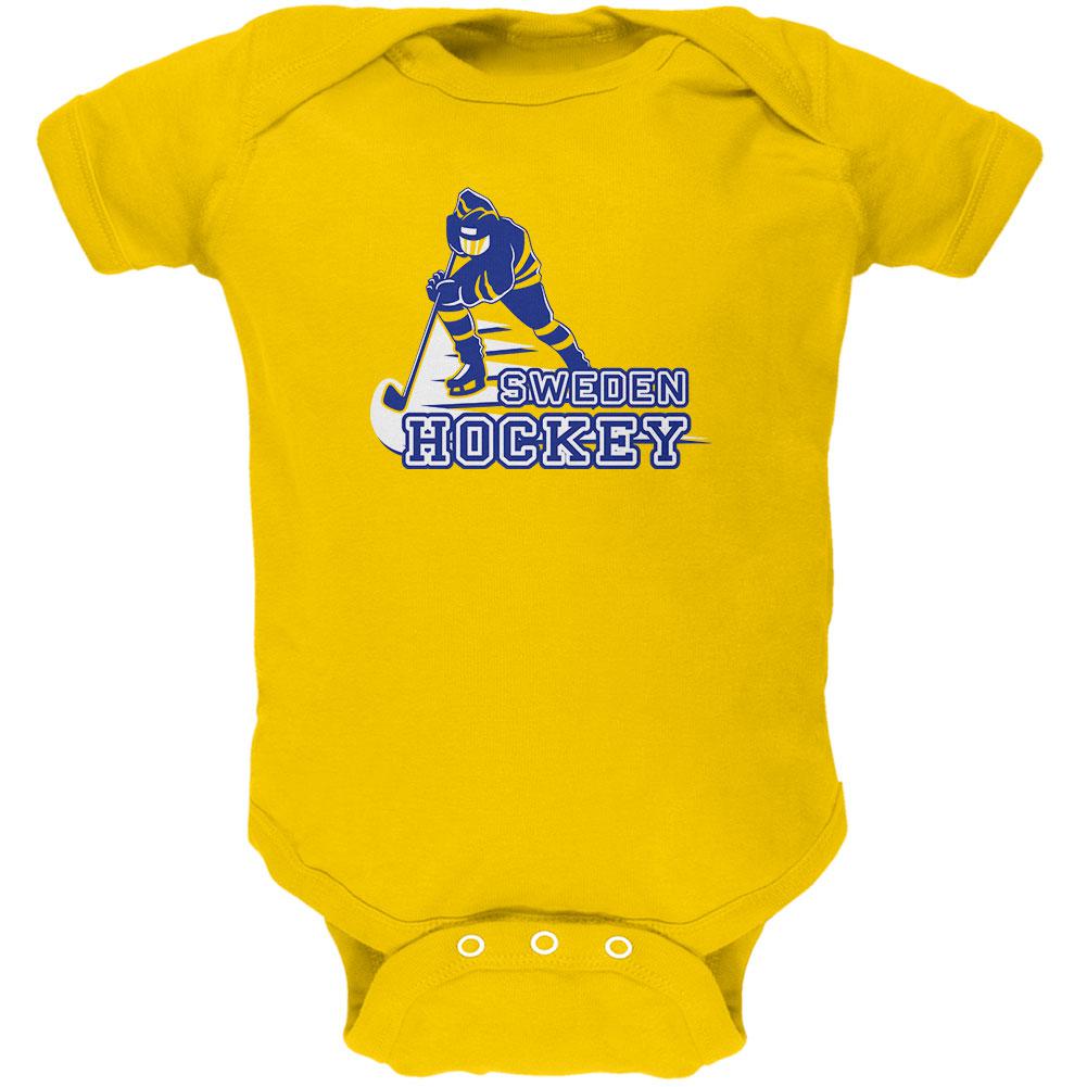 Fast Hockey Player Country Sweden Soft Baby One Piece Baby One Piece Old Glory 0-3M Yellow