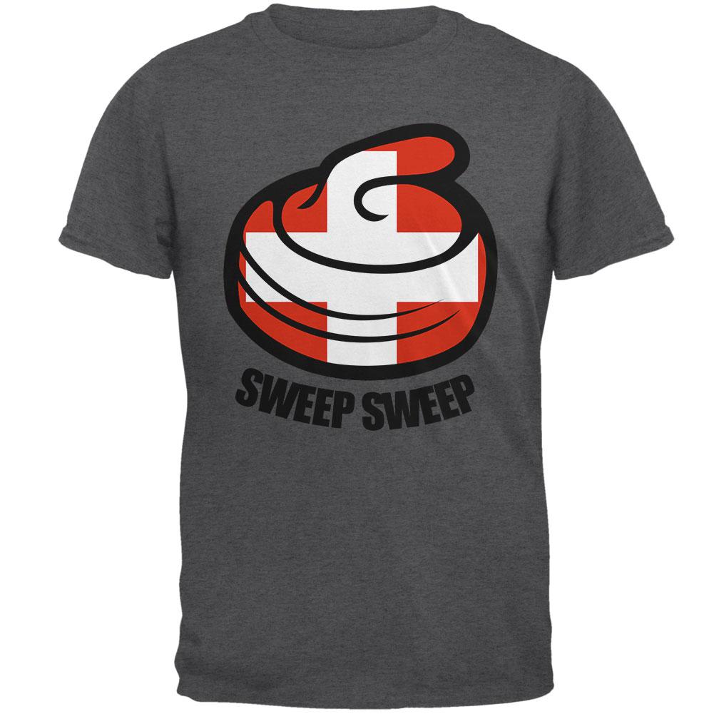 Winter Sports Flag Curling Sweep Sweep Switzerland Mens T Shirt Men's T-Shirts Old Glory 2XL Dark Heather