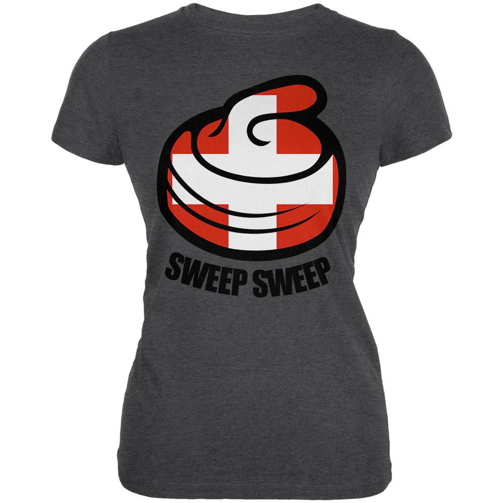 Winter Sports Flag Curling Sweep Sweep Switzerland Juniors Soft T Shirt Juniors T-Shirts Old Glory 2XL Deep Heather