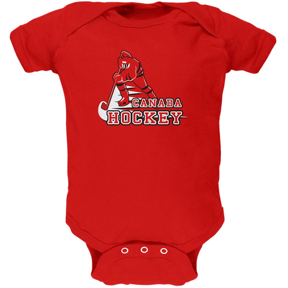 Fast Hockey Player Country Canada Soft Baby One Piece Baby One Piece Old Glory 0-3M Red