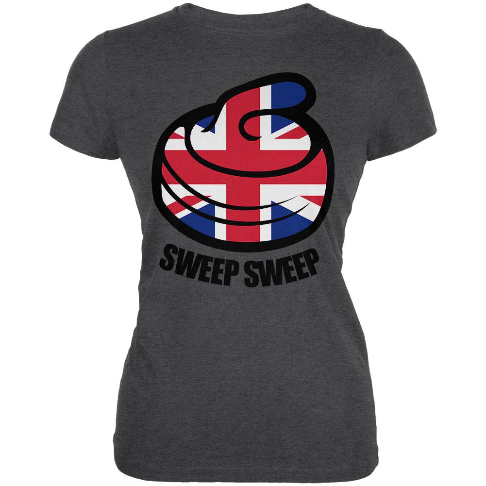 Winter Sports Flag Curling Sweep Sweep Great Britain Juniors Soft T Shirt Juniors T-Shirts Old Glory 2XL Deep Heather
