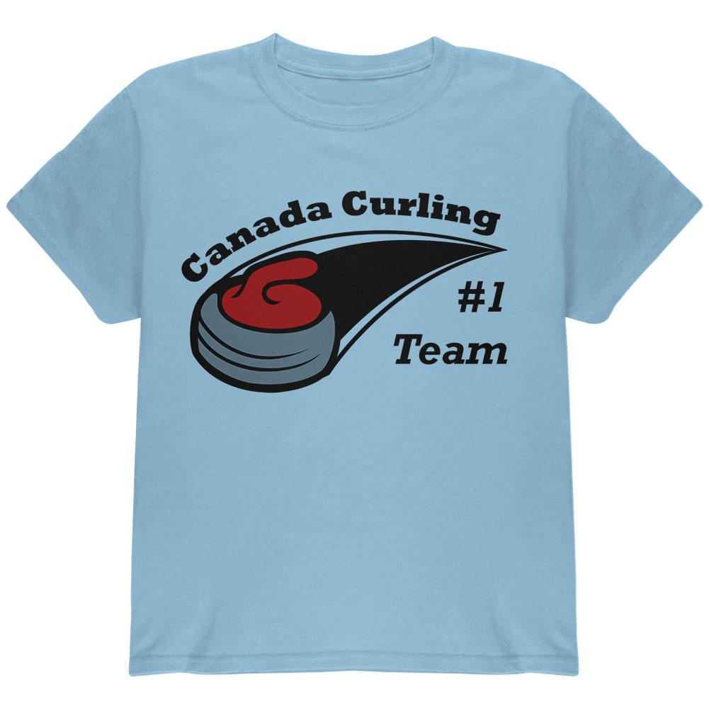 Winter Games Curling Team Canada Youth T Shirt Youth T-Shirts Old Glory LG Light Blue