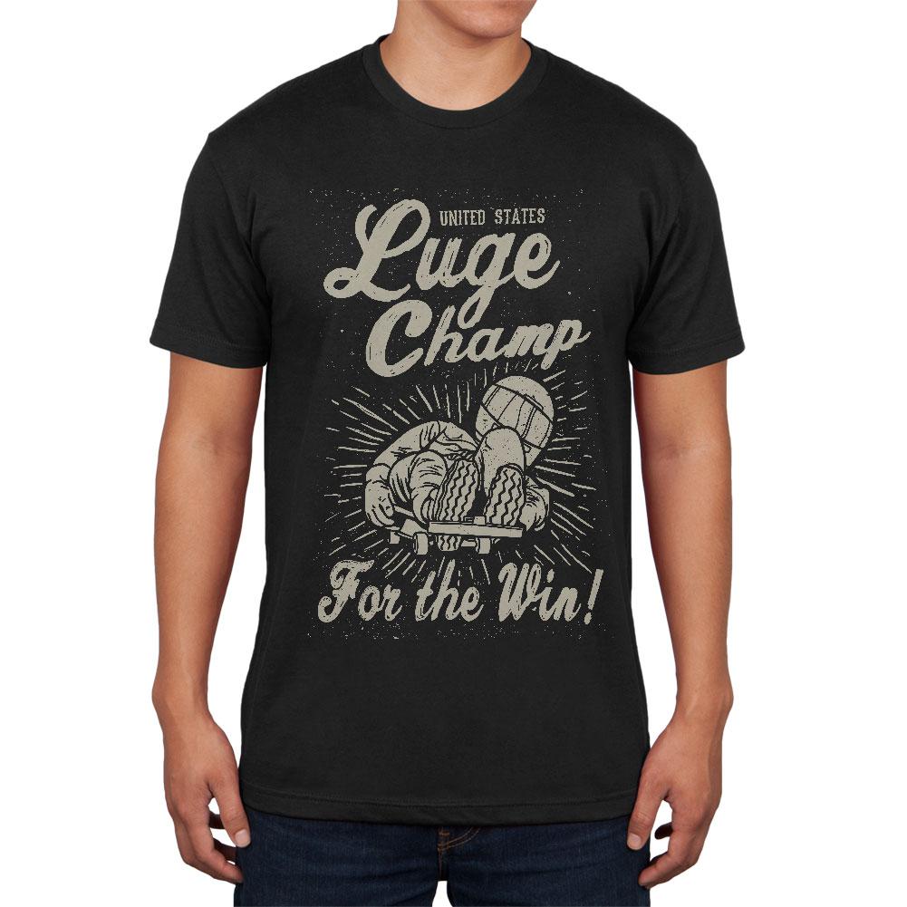 Winter Games Luge Champ For the Win USA Mens Soft T Shirt Men's T-Shirts Old Glory 2XL Black