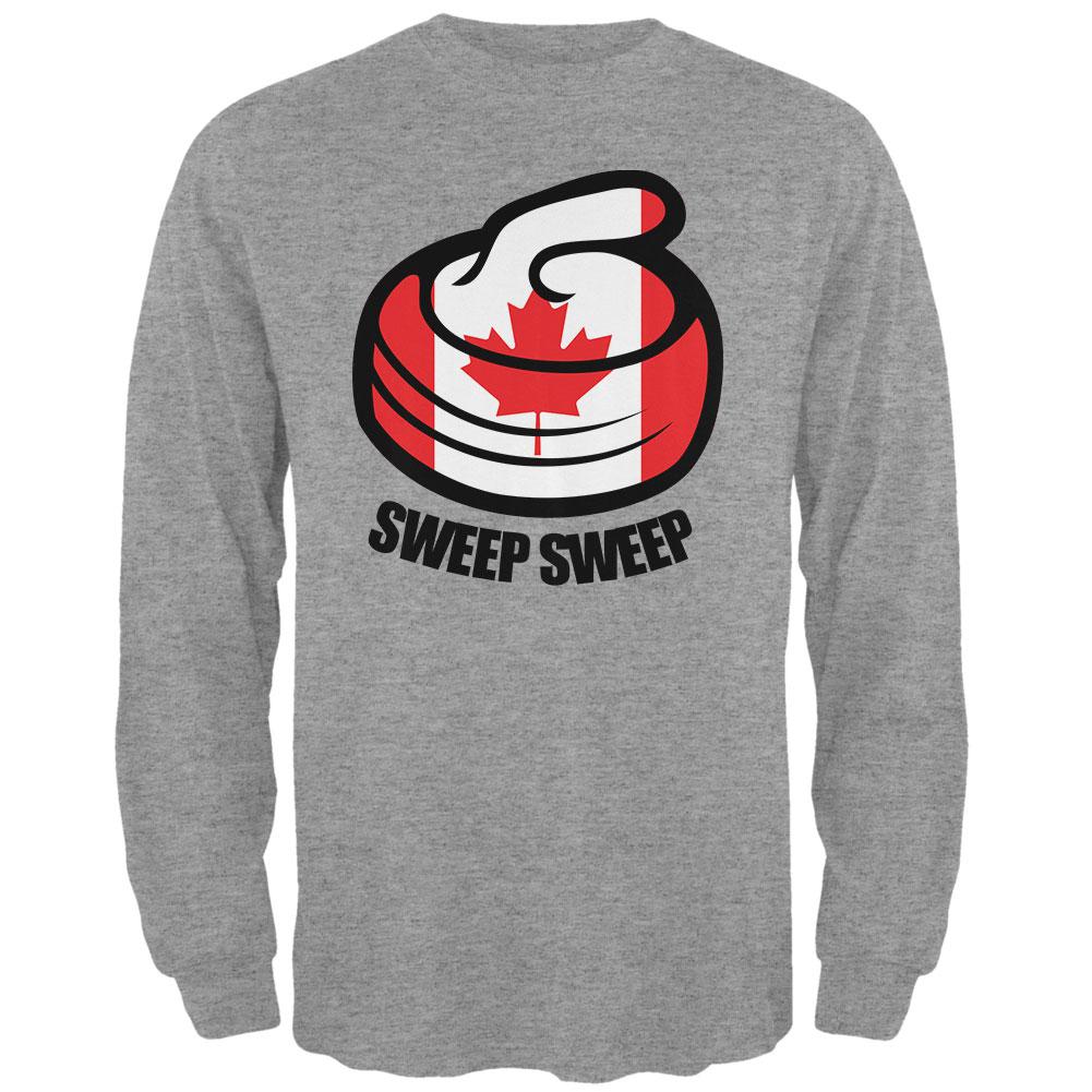 Winter Sports Flag Curling Sweep Sweep Canada Mens Long Sleeve T Shirt Men's Long Sleeves Old Glory 2XL Light Heather Grey