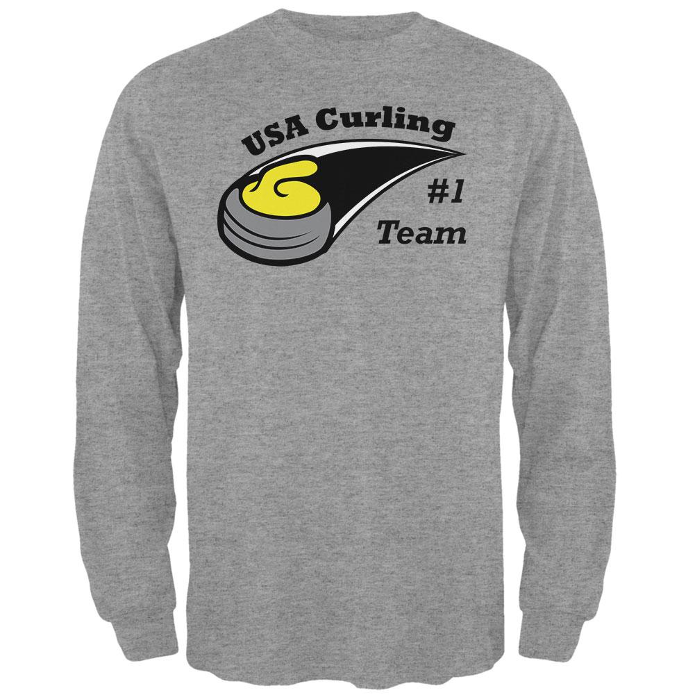 Winter Games Curling Team USA Mens Long Sleeve T Shirt Men's Long Sleeves Old Glory 2XL Heather