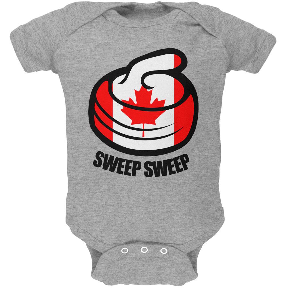 Winter Sports Flag Curling Sweep Sweep Canada Soft Baby One Piece Baby One Piece Old Glory 0-3M Heather