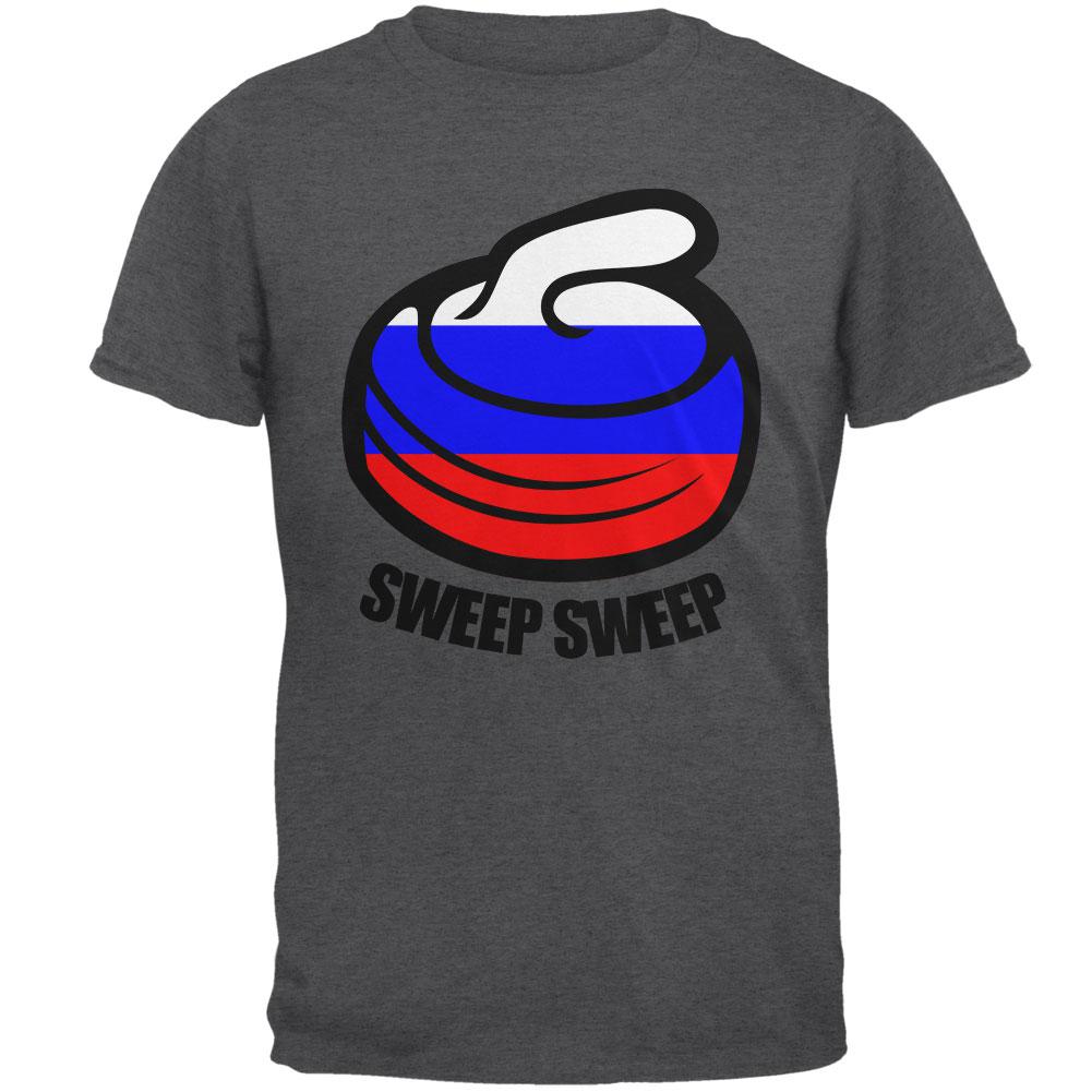 Winter Sports Flag Curling Sweep Sweep Russia Mens T Shirt Men's T-Shirts Old Glory 2XL Dark Heather