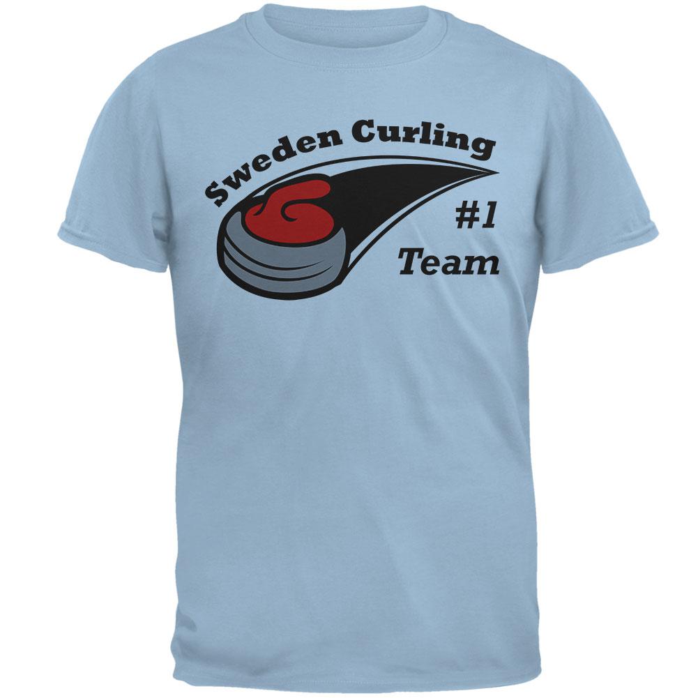 Winter Games Curling Team Sweden Mens T Shirt Men's T-Shirts Old Glory 2XL Light Blue