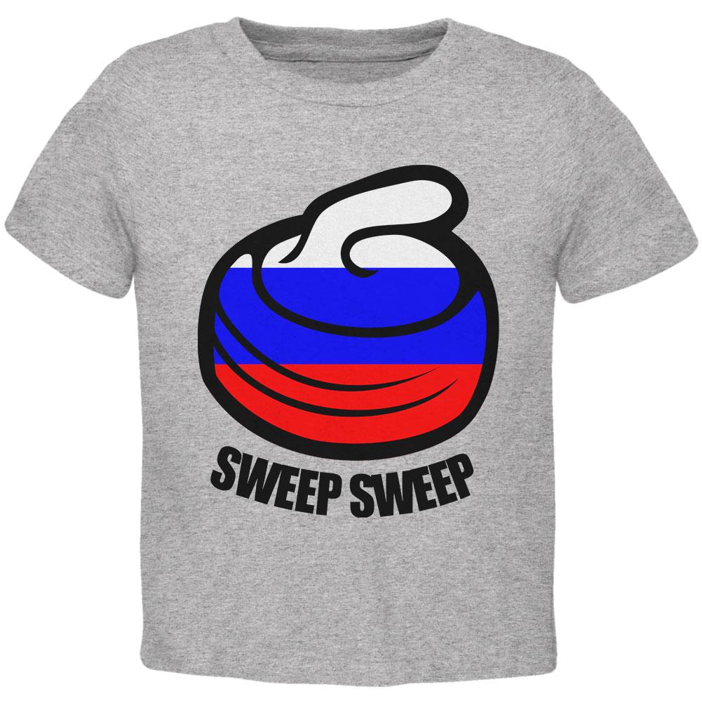 Winter Sports Flag Curling Sweep Sweep Russia Toddler T Shirt Toddler T-Shirts Old Glory 2T Heather