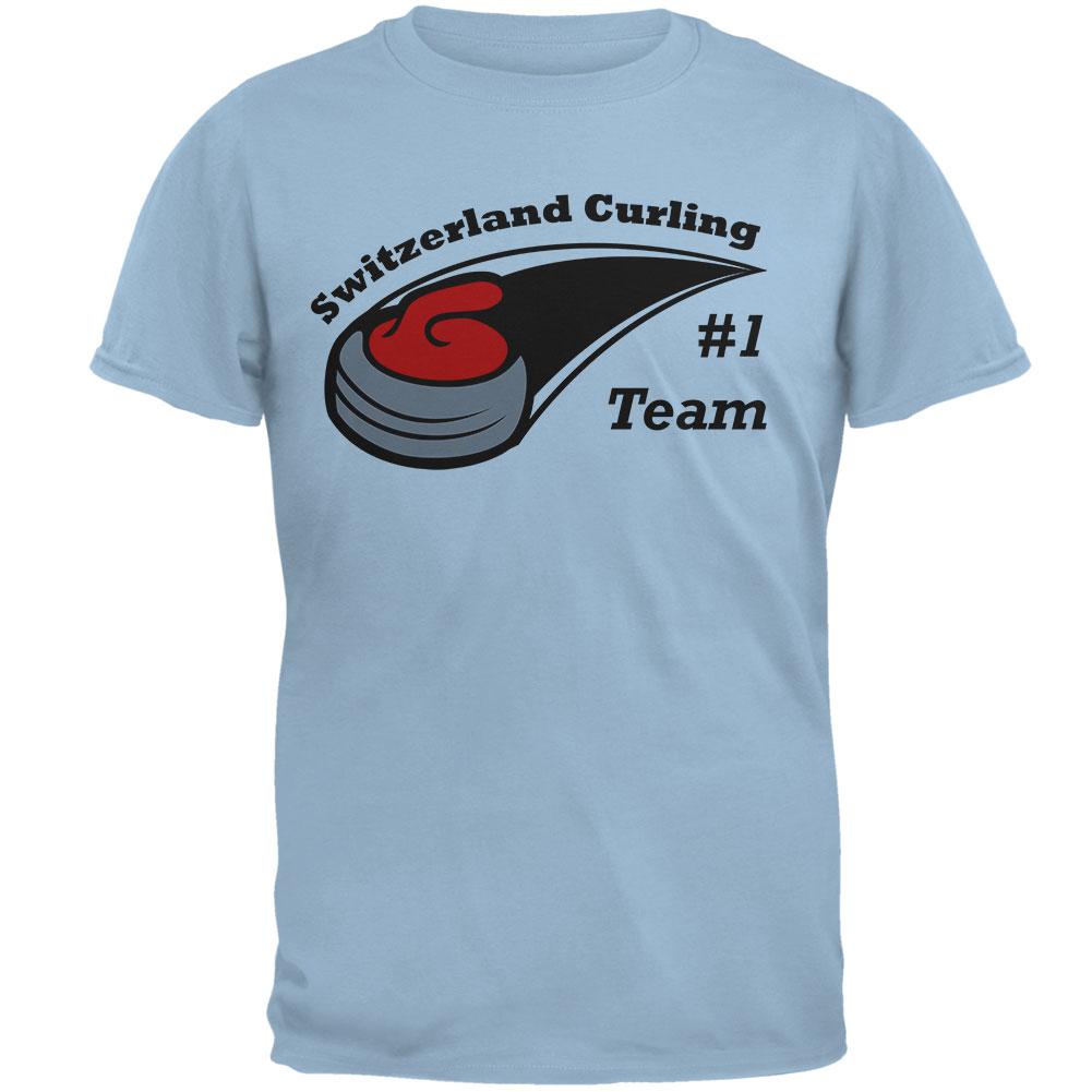 Winter Games Curling Team Switzerland Mens T Shirt Men's T-Shirts Old Glory 2XL Light Blue