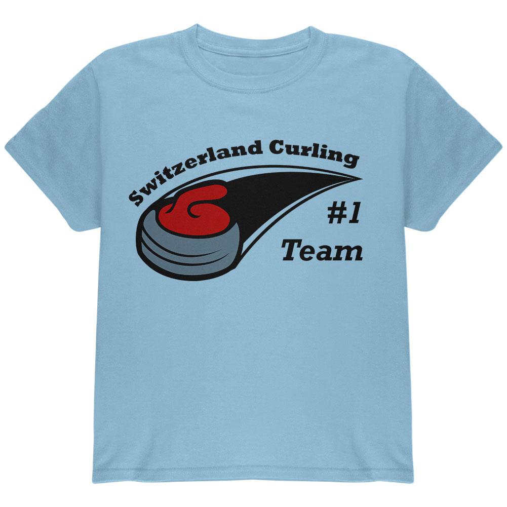 Winter Games Curling Team Switzerland Youth T Shirt Youth T-Shirts Old Glory LG Light Blue