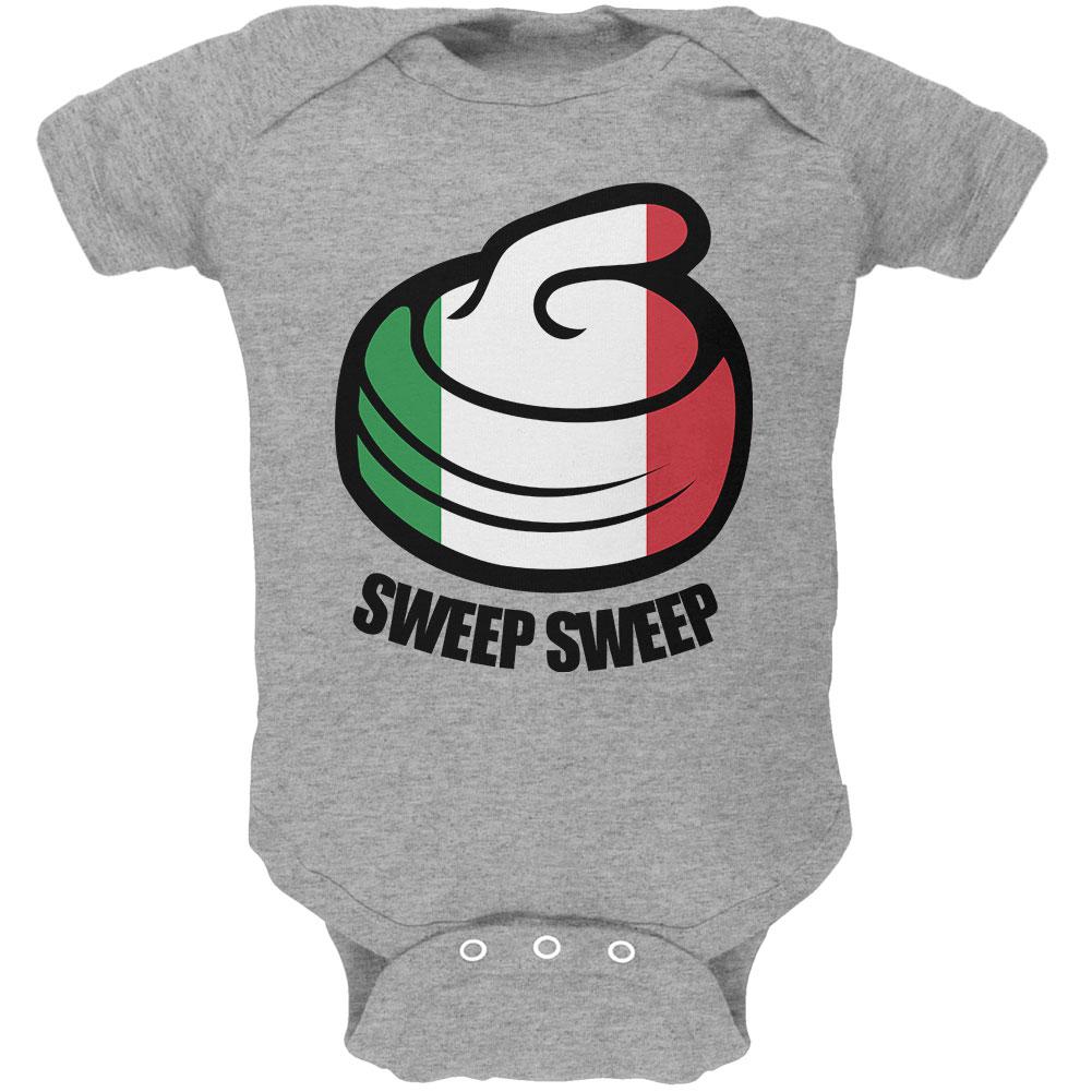 Winter Sports Flag Curling Sweep Sweep Italy Soft Baby One Piece Baby One Piece Old Glory 0-3M Heather