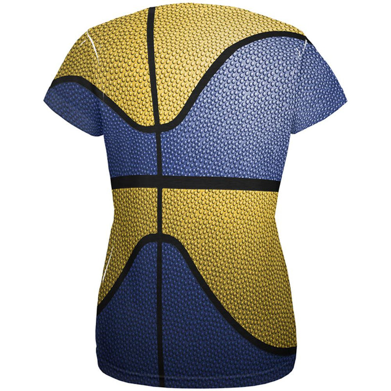 Championship Basketball Royal Blue and Yellow All Over Womens T Shirt Women's T-Shirts Old Glory