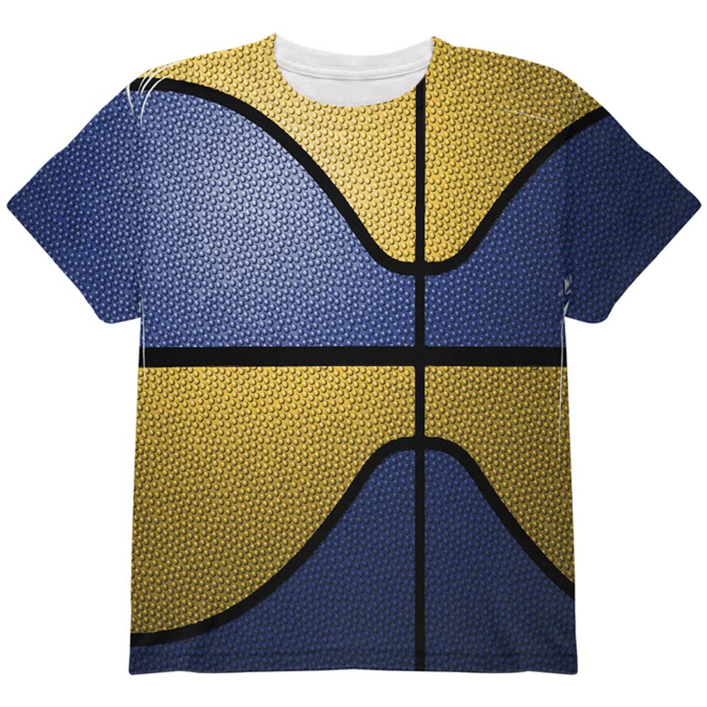 Championship Basketball Royal Blue and Yellow All Over Youth T Shirt Youth T-Shirts Old Glory LG Multi