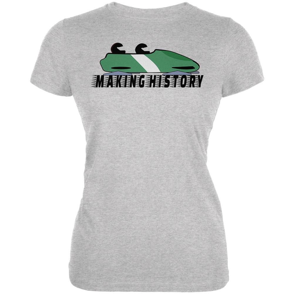 Nigerian Bobsled Team Making History Juniors Soft T Shirt Juniors T-Shirts Old Glory 2XL Heather