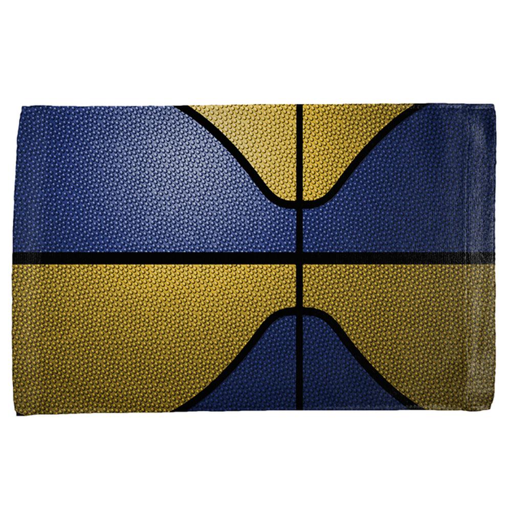 Championship Basketball Royal Blue and Yellow All Over Sport Towel Sports Towels Old Glory OS Multi