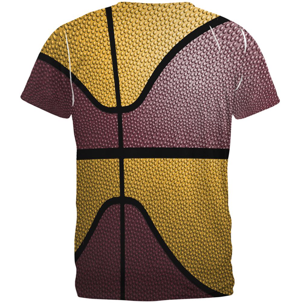 Championship Basketball Maroon and Gold All Over Mens T Shirt Men's T-Shirts Old Glory