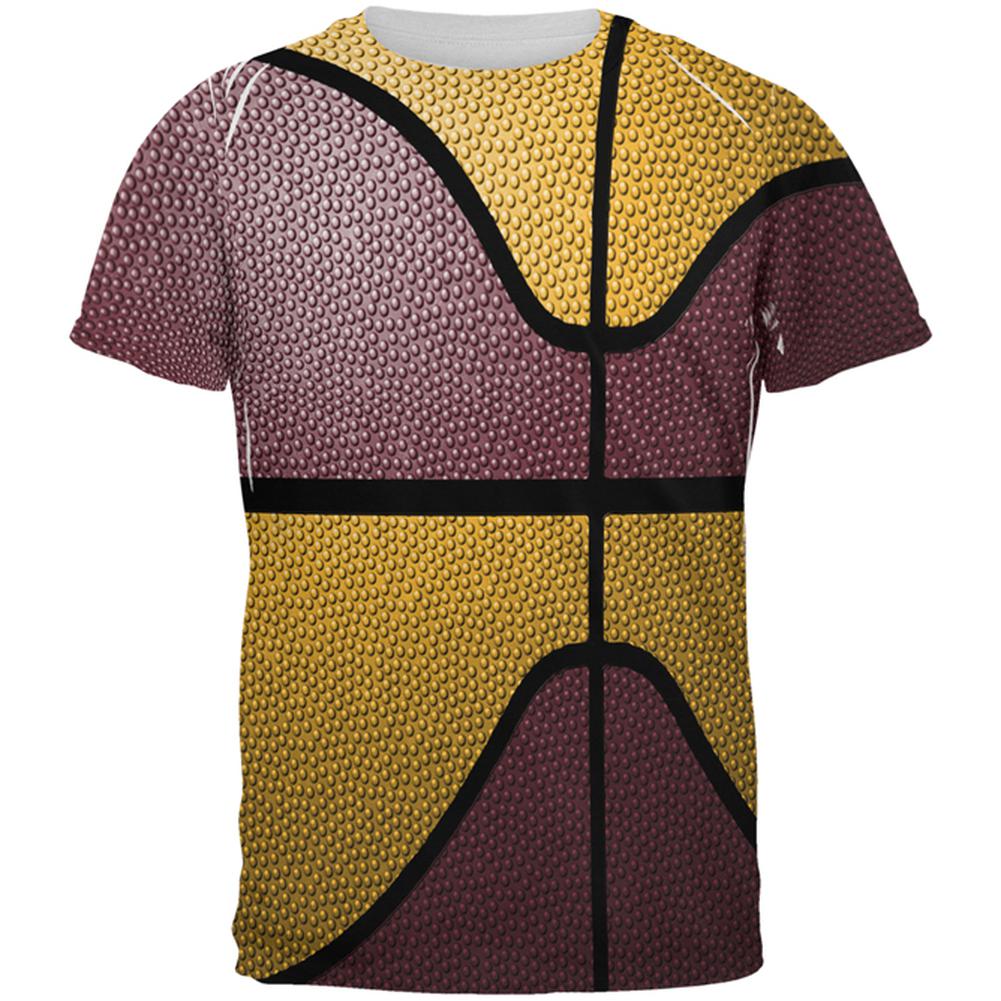 Championship Basketball Maroon and Gold All Over Mens T Shirt Men's T-Shirts Old Glory 2XL Multi