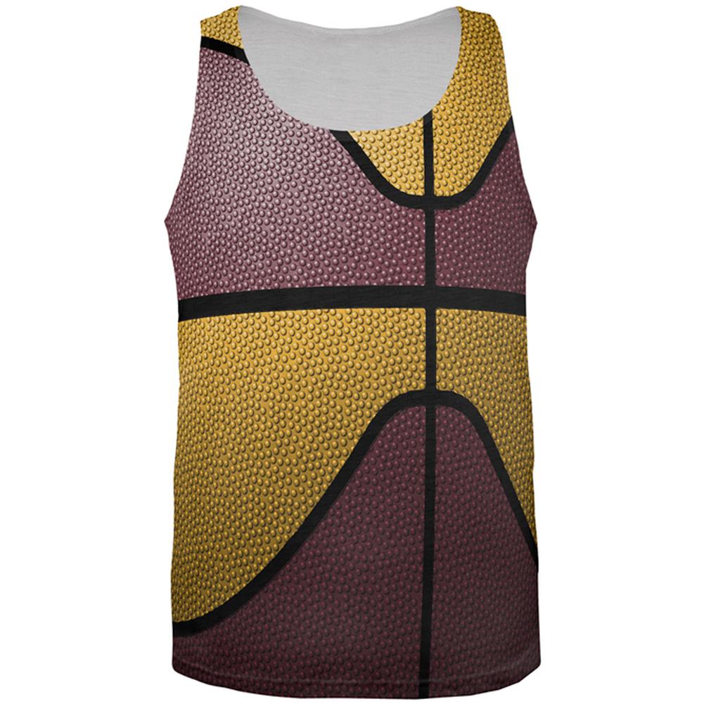 Championship Basketball Maroon and Gold All Over Mens Tank Top Men's Tank Tops Old Glory 2XL Multi