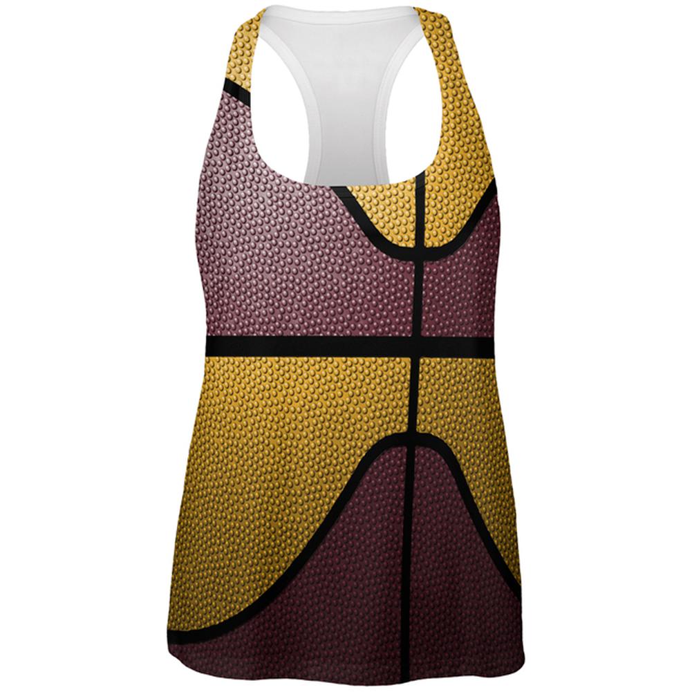 Championship Basketball Maroon and Gold All Over Womens Work Out Tank Top Women's Tank Tops Old Glory 2XL Multi