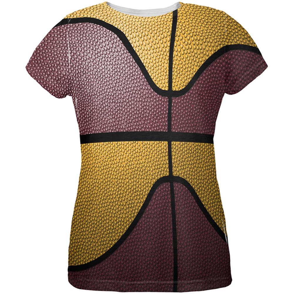 Championship Basketball Maroon and Gold All Over Womens T Shirt Women's T-Shirts Old Glory 2XL Multi