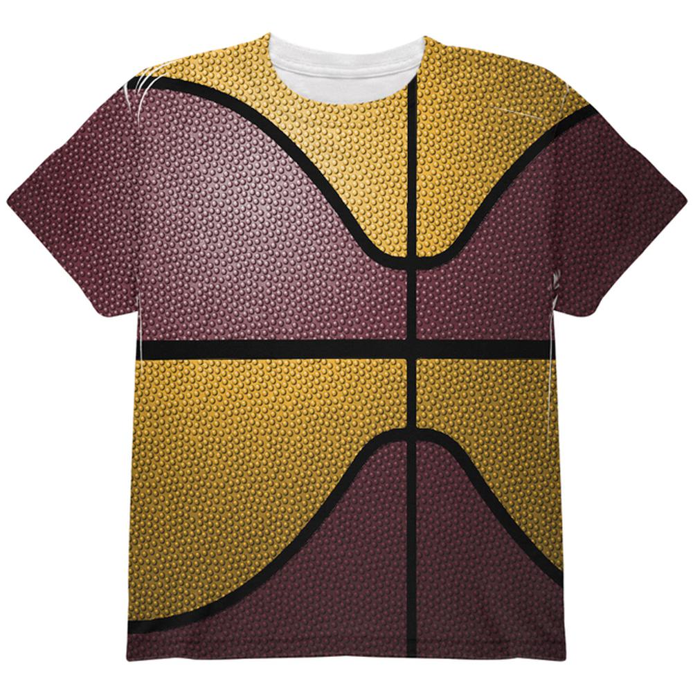 Championship Basketball Maroon and Gold All Over Youth T Shirt Youth T-Shirts Old Glory LG Multi