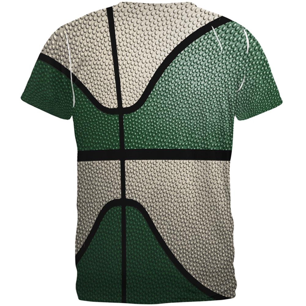 Championship Basketball Forest Green and Cream All Over Mens T Shirt Men's T-Shirts Old Glory