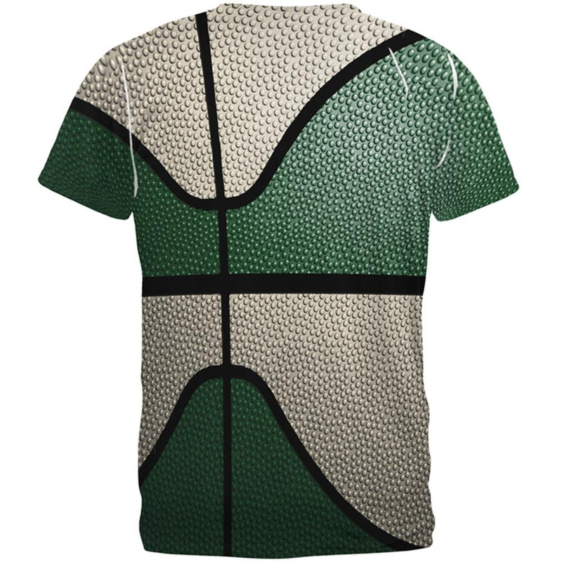 Championship Basketball Forest Green and Cream All Over Mens T Shirt Men's T-Shirts Old Glory