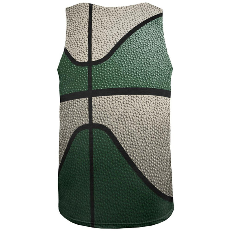 Championship Basketball Forest Green and Cream All Over Mens Tank Top Men's Tank Tops Old Glory