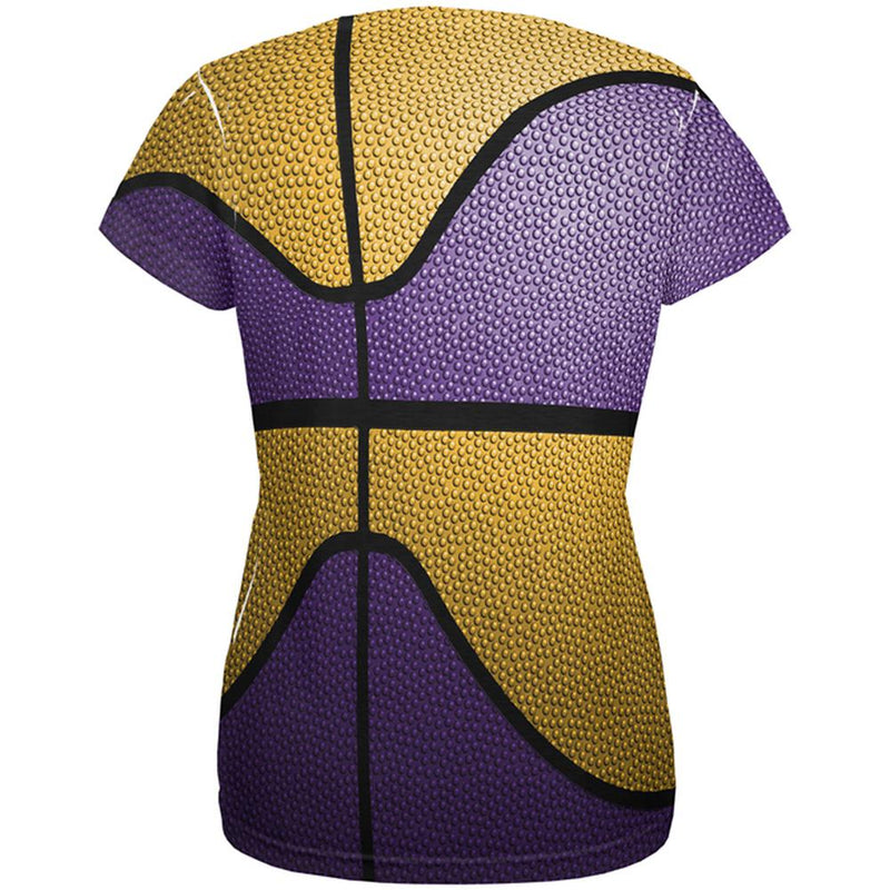 Championship Basketball Purple and Gold All Over Womens T Shirt Women's T-Shirts Old Glory