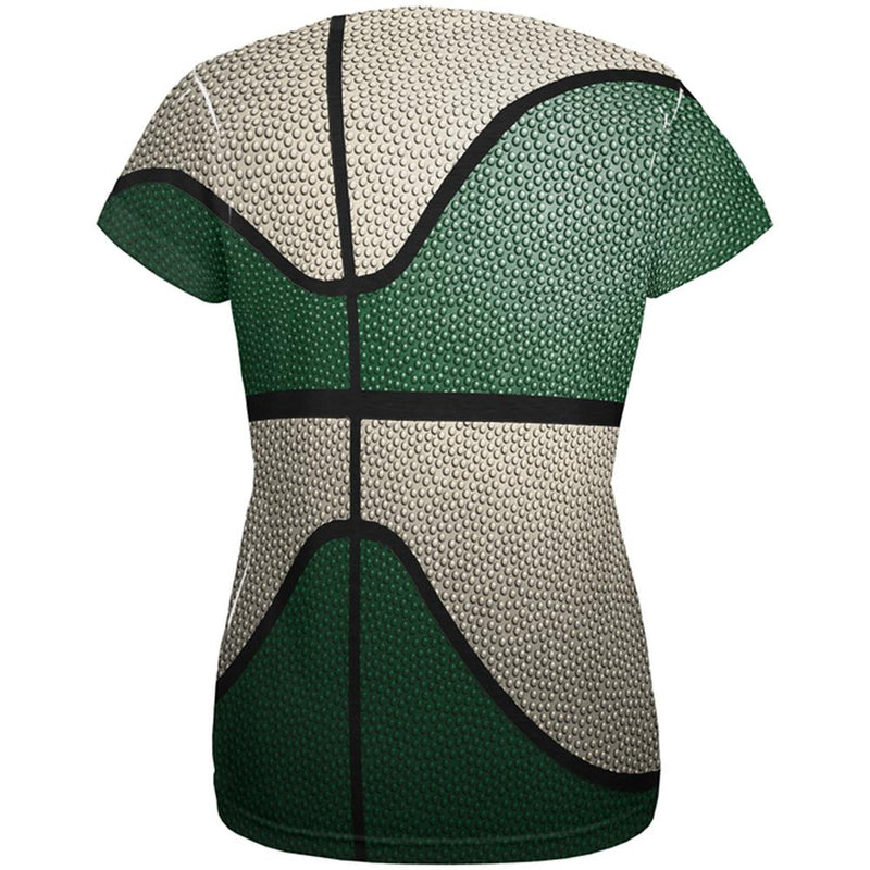 Championship Basketball Forest Green and Cream All Over Womens T Shirt Women's T-Shirts Old Glory