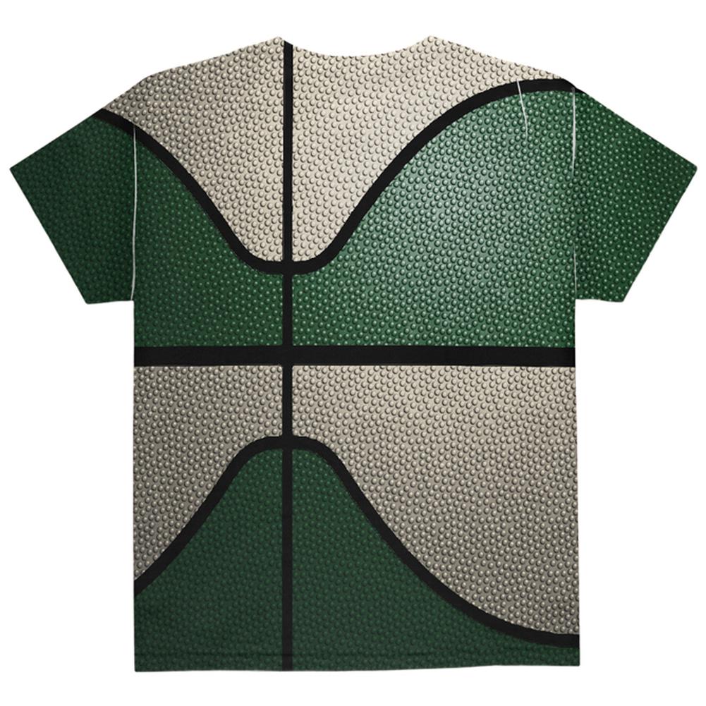 Championship Basketball Forest Green and Cream All Over Youth T Shirt Youth T-Shirts Old Glory