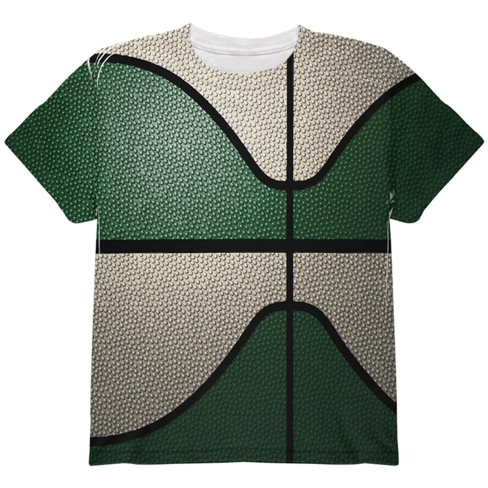 Championship Basketball Forest Green and Cream All Over Youth T Shirt Youth T-Shirts Old Glory LG Multi