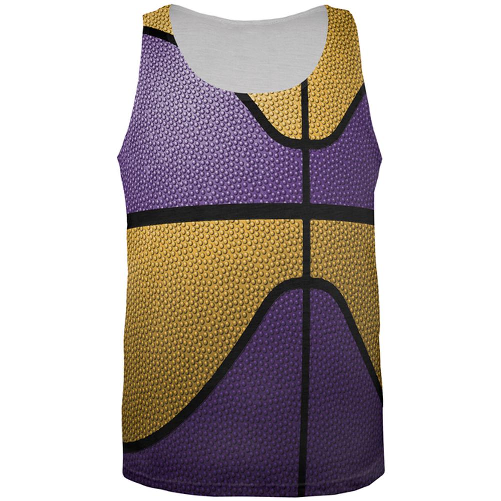 Championship Basketball Purple and Gold All Over Mens Tank Top Men's Tank Tops Old Glory 2XL Multi